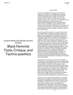 Black Feminist Tools, Critique, and Techno-poethics by Luciana Parisi and Denise Ferreira da Silva
