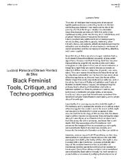 Black Feminist Tools, Critique, and Techno-poethics by Luciana Parisi and Denise Ferreira da Silva
