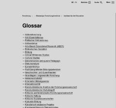Glossar des ehem. IAE, Institutes for Art Education, der ZHdK