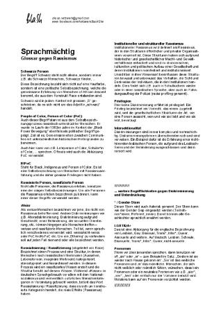 Sprachmächtig - Glossar gegen Rassismus