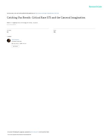 Catching Our Breath: Critical Race STS and the Carceral Imagination by Ruha Benjamin