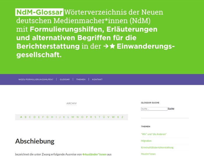Glossar | Neue Deutsche Medienmacher